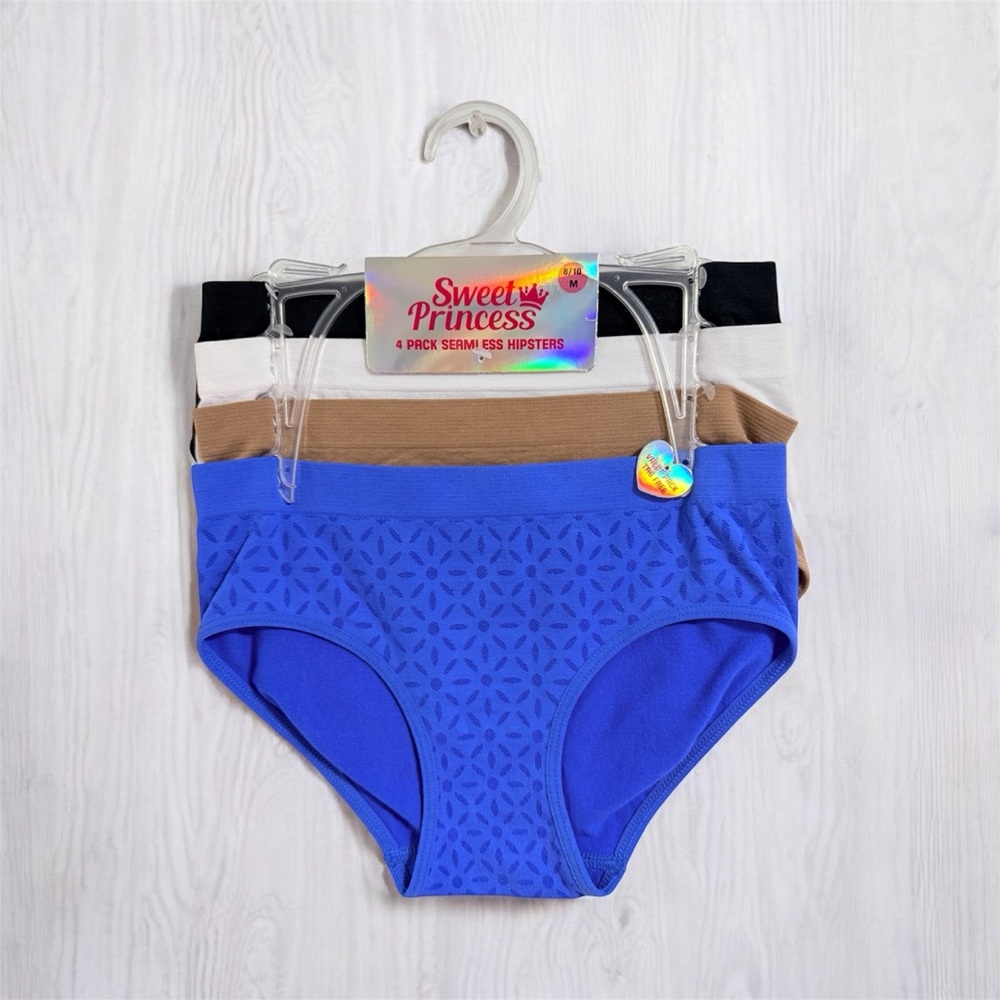 Girl’s Hipster Underwear - Blue, Black, Tan